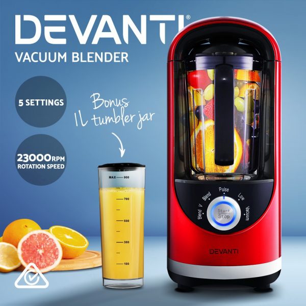 Devanti Vacuum Blender Commercial Juicer Mixer Food Processor Ice Crush